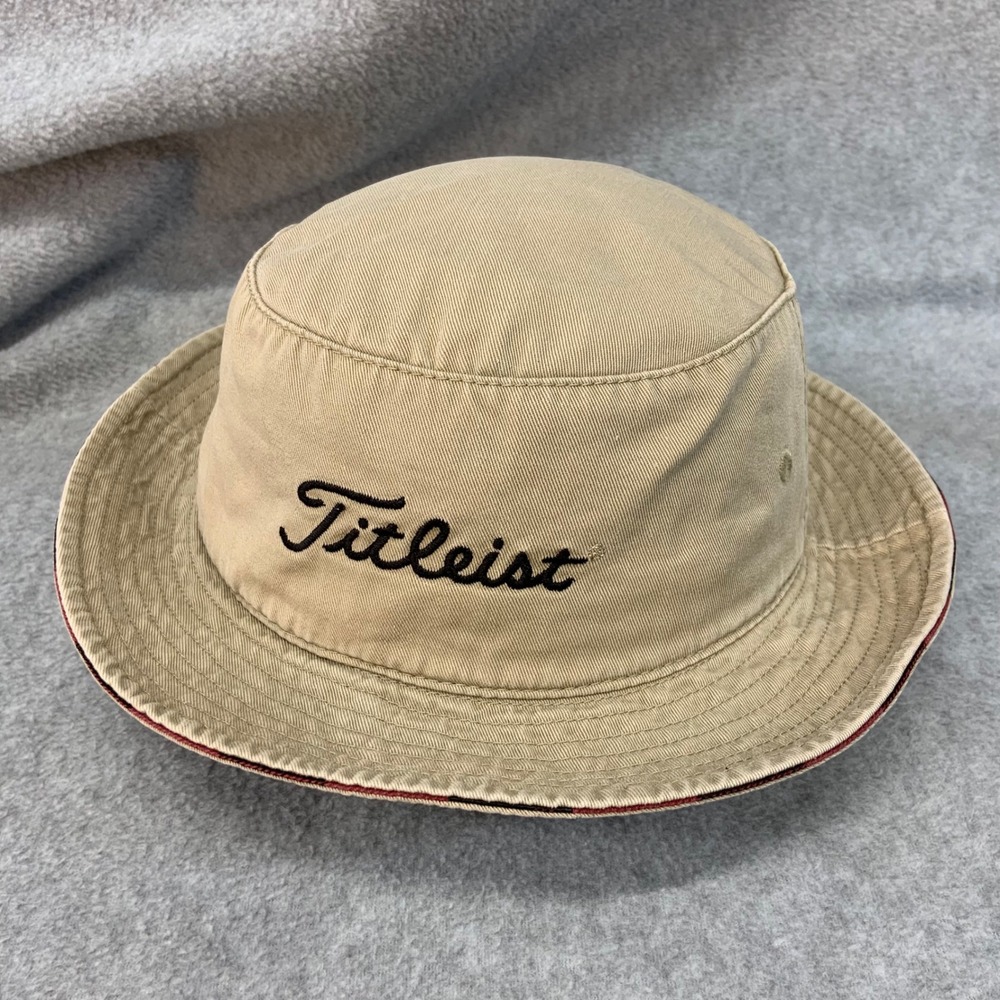 Titleist Script Logo Mens Tan Titleist Bucket Hat Golf Sun Hat L/XL
